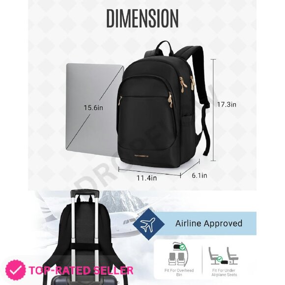 Brand New LIGHT FLIGHT Backpack 15.6 Black Laptop Bag - Picture 3 of 4